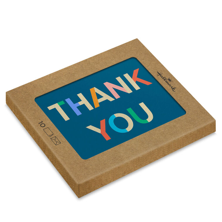 hallmark Colorblock Letters on Blue Blank Thank You Notes Pack of 10