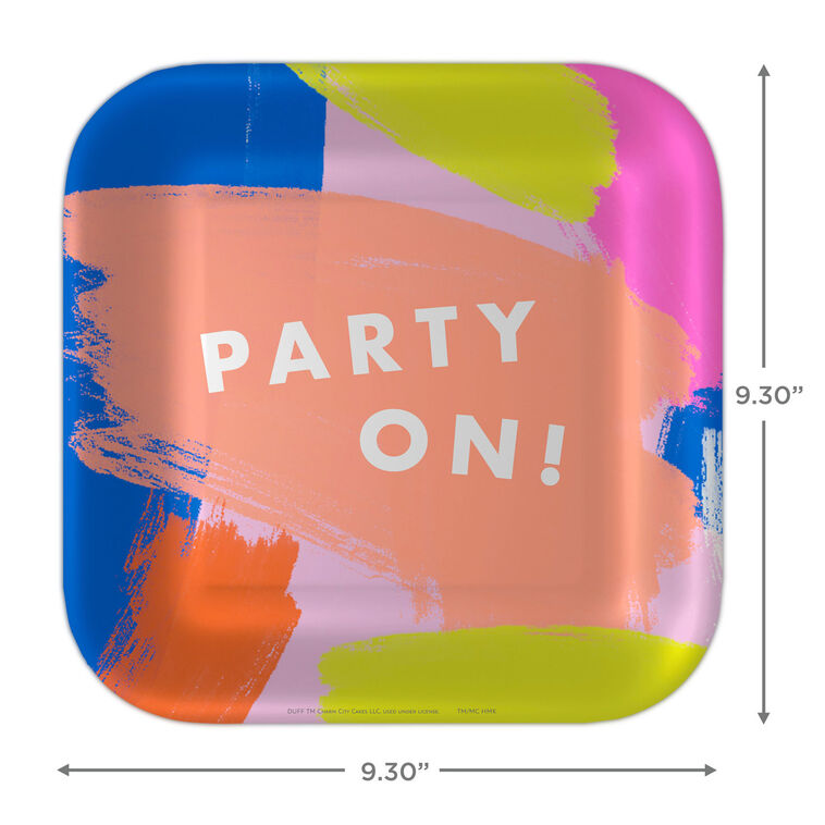 Hallmark Colorful Brushstroke "Party On" Dinner Plates Pack Of 8