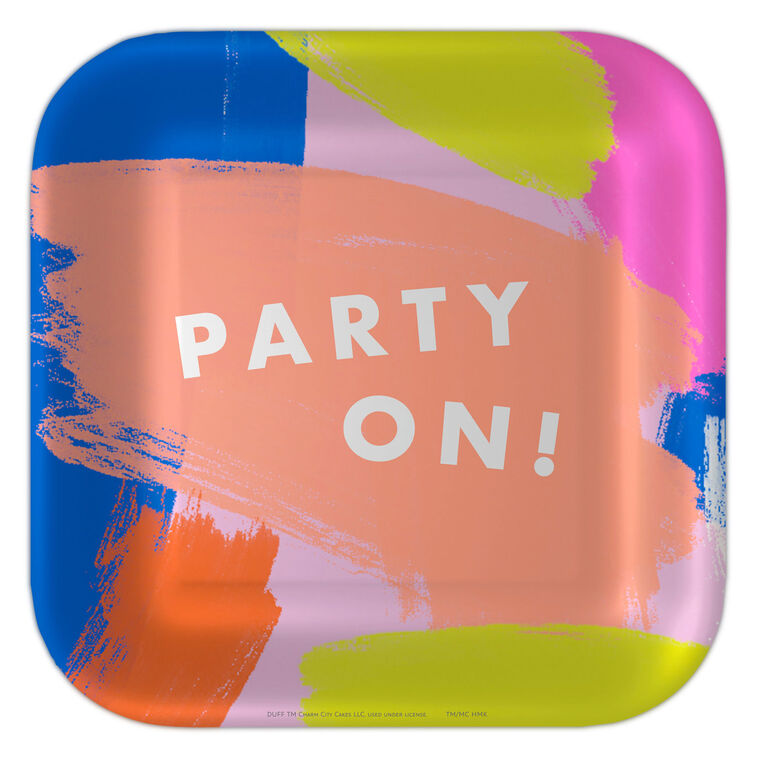 hallmark Colorful Brushstroke "Party On" Dinner Plates Pack of 8