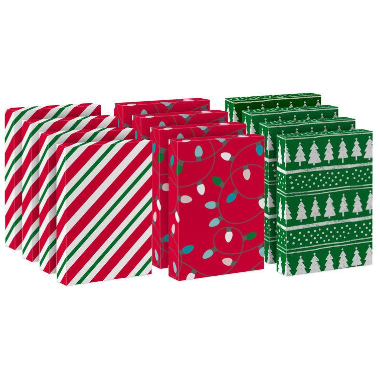 hallmark Colorful Christmas 12-Pack Assorted Medium Gift Box Bundle