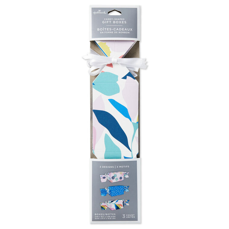 Hallmark Colorful Dots And Flowers Candy-Shaped Party Favor Boxes Set Of 3