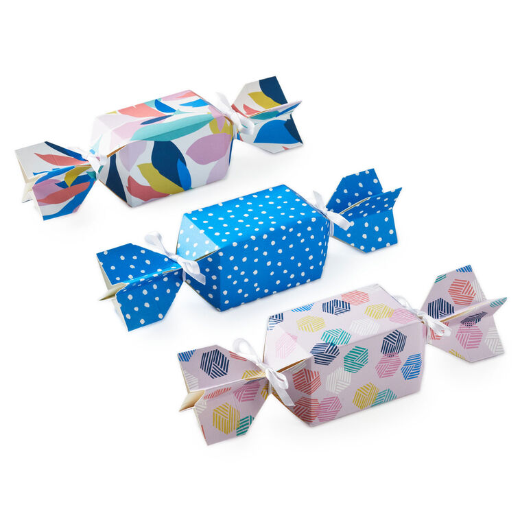 hallmark Colorful Dots and Flowers Candy-Shaped Party Favor Boxes Set of 3