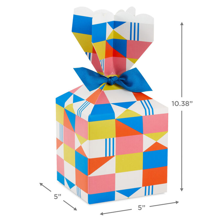 Hallmark Colorful Geometric Vertical Treat Box With Ribbon Tie