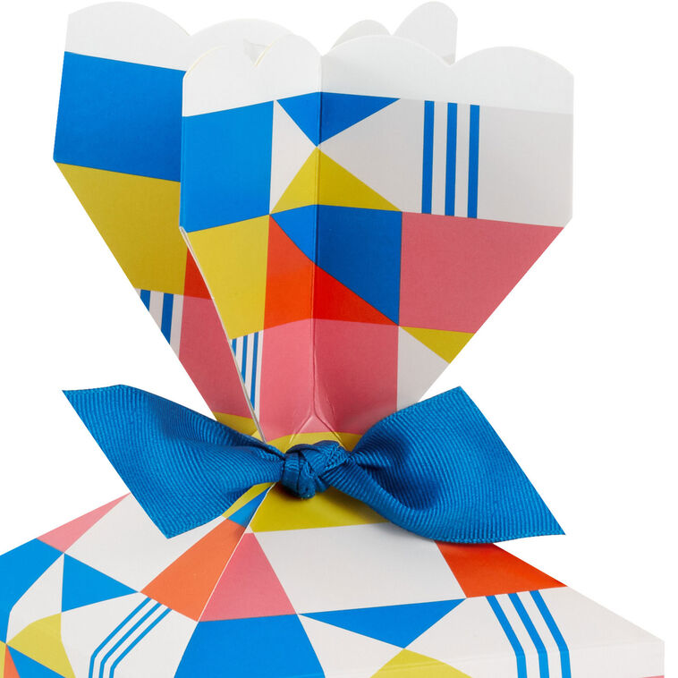 Hallmark Colorful Geometric Vertical Treat Box With Ribbon Tie