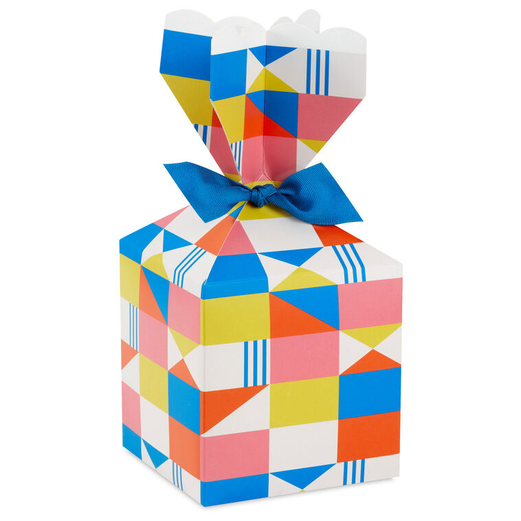 hallmark Colorful Geometric Vertical Treat Box With Ribbon Tie