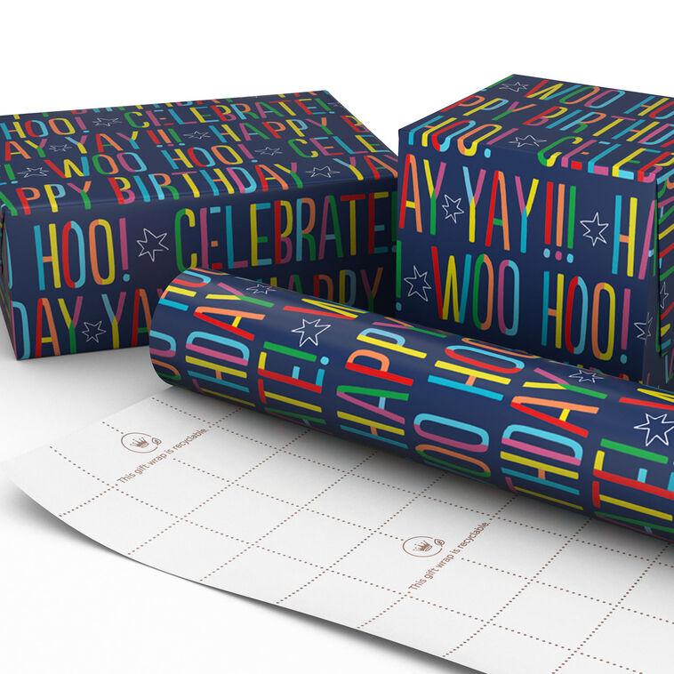 Hallmark Colorful Happy Birthday Wishes Wrapping Paper 20 Sq. Ft