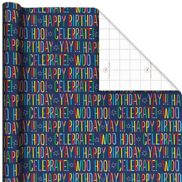 hallmark Colorful Happy Birthday Wishes Wrapping Paper 20 sq. ft