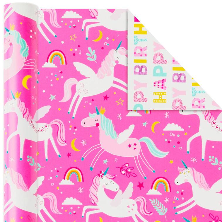 Hallmark Colorful Kid Birthday 3-Pack Reversible Wrapping Paper 120 Sq. Ft. Total