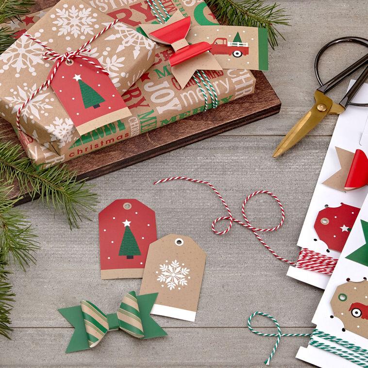 Hallmark Colorful Kraft Christmas Gift Bow And Gift Tag Kit