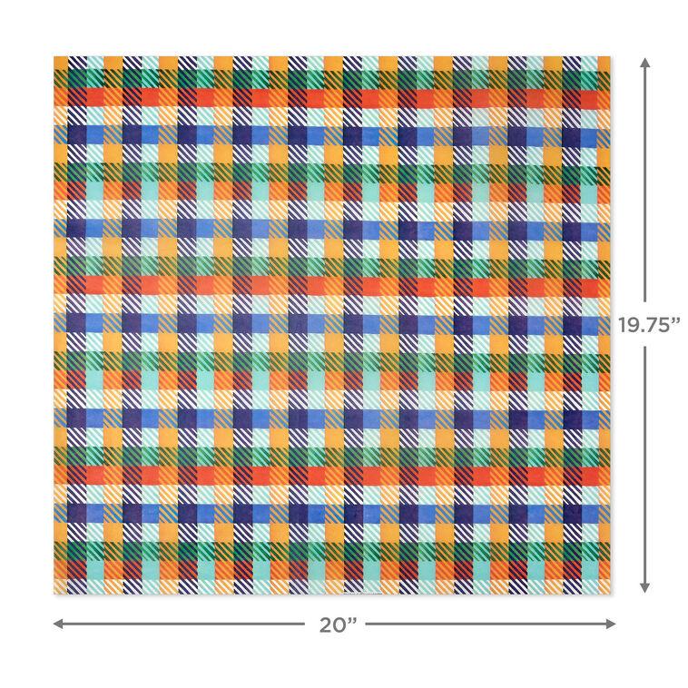 Hallmark Colorful Plaid Tissue Paper With Gift Tag Stickers 6 Sheets