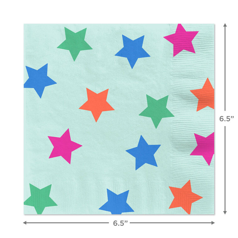 Hallmark Colorful Stars On Aqua Dinner Napkins Set Of 16