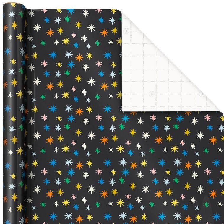 hallmark Colorful Stars on Black Wrapping Paper 20 sq. ft