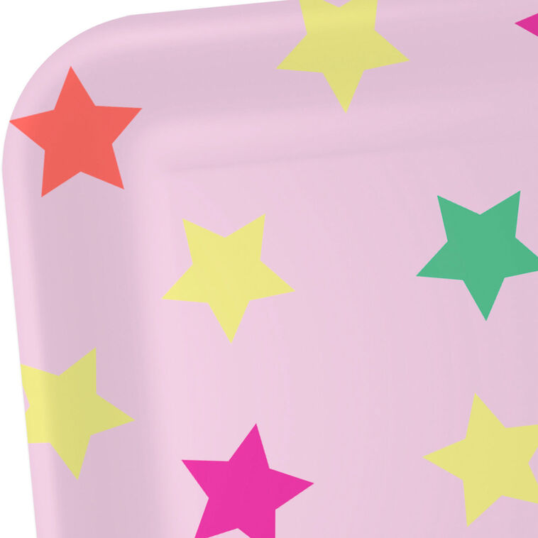 Hallmark Colorful Stars On Pink Square Dessert Plates Set Of 8