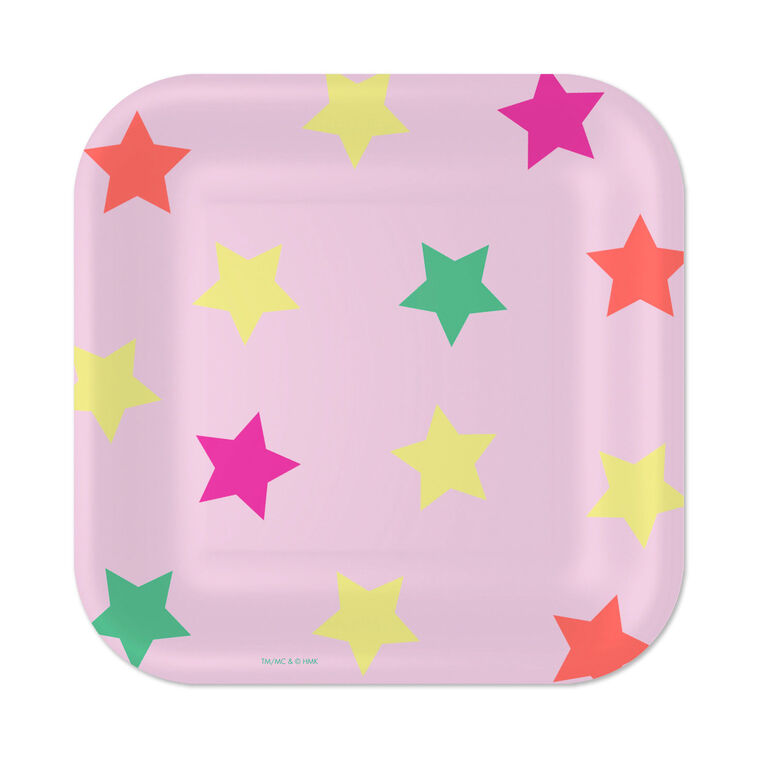 hallmark Colorful Stars on Pink Square Dessert Plates Set of 8
