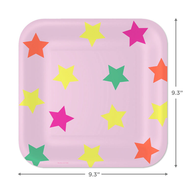 Hallmark Colorful Stars On Pink Square Dinner Plates Set Of 8