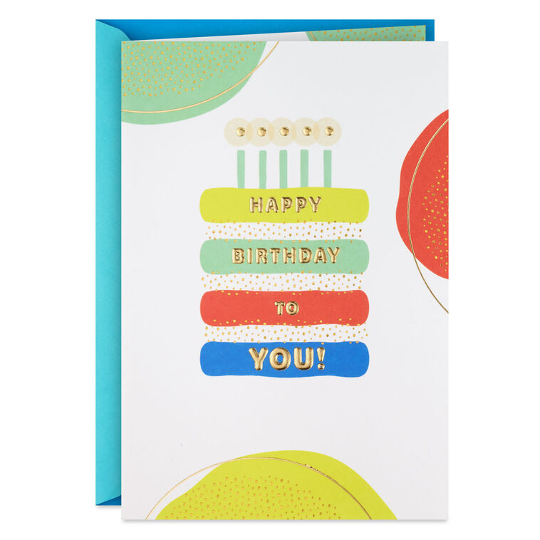 hallmark Colorful Striped Cake and Dots Birthday Card