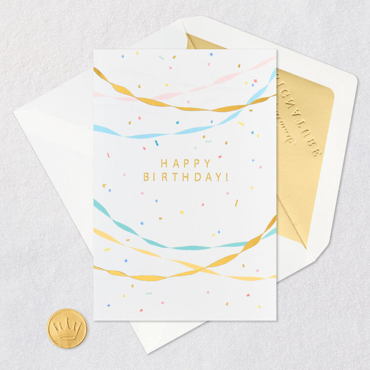 Hallmark Confetti And Streamers Blank Birthday Card