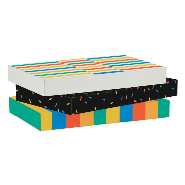 Hallmark Confetti And Stripes 3-Pack Small Gift Boxes