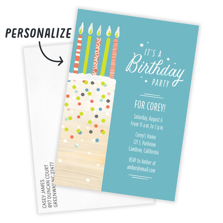 Hallmark Confetti Birthday Cake Flat Birthday Invitation