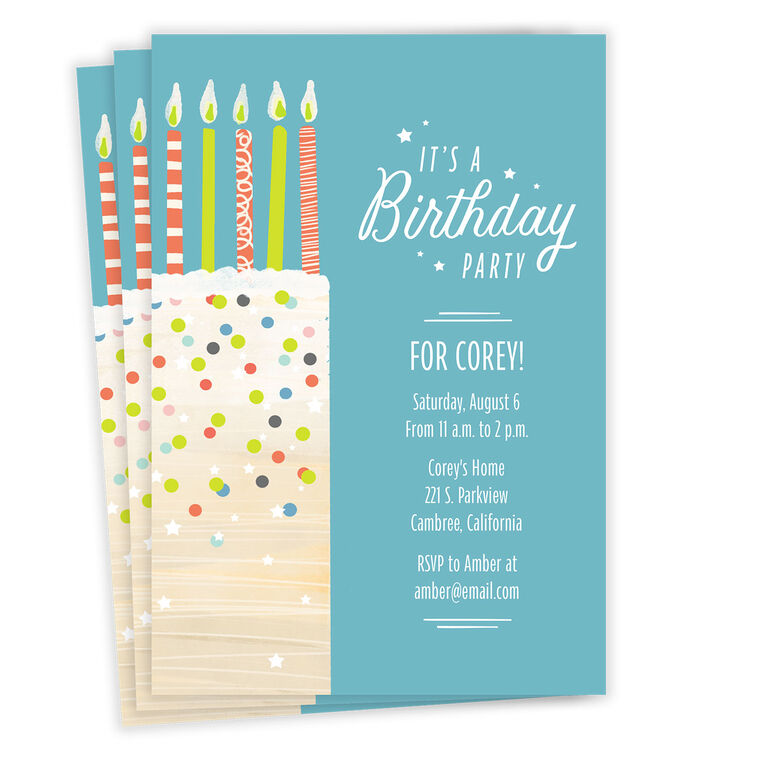 hallmark Confetti Birthday Cake Flat Birthday Invitation