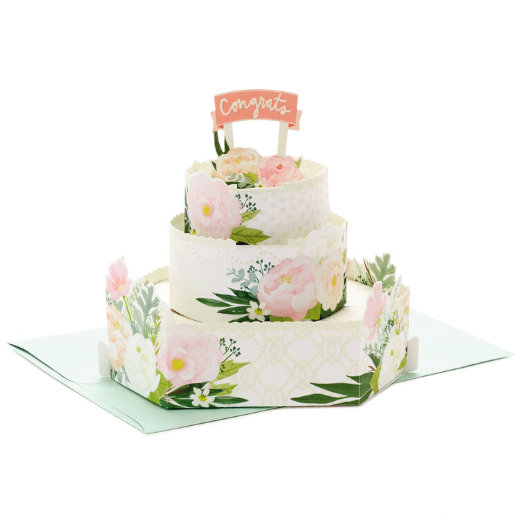 hallmark Congrats Three-Tiered Cake 3D Pop-Up Wedding Card