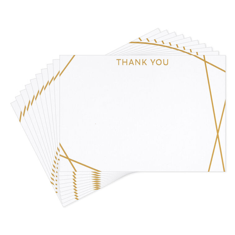 Hallmark Contemporary Gold Lines Flat Blank Thank You Notes Pack Of 10
