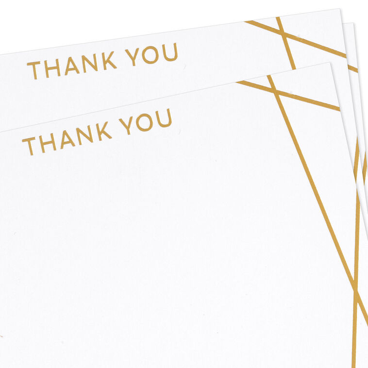 Hallmark Contemporary Gold Lines Flat Blank Thank You Notes Pack Of 10