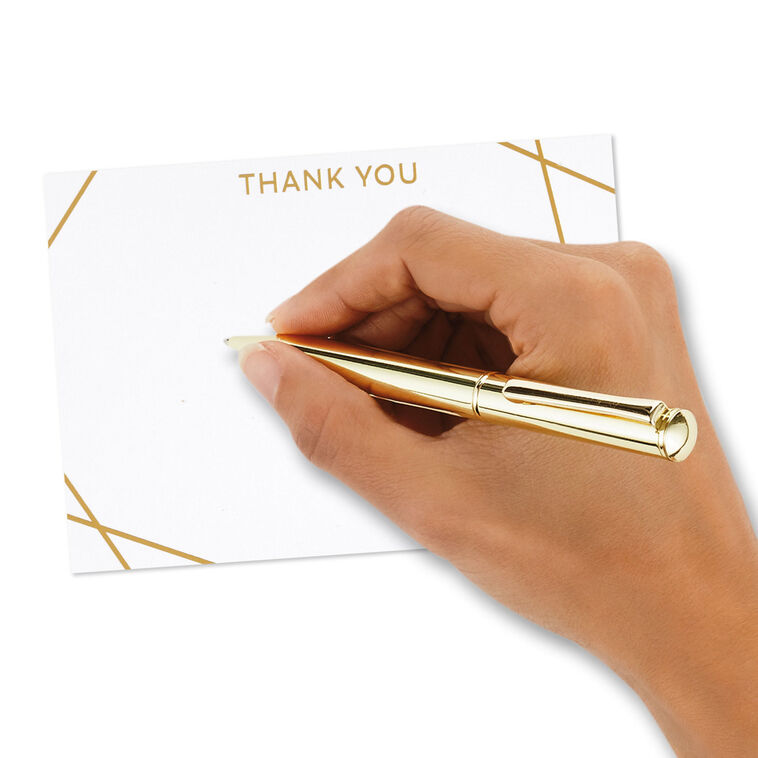 Hallmark Contemporary Gold Lines Flat Blank Thank You Notes Pack Of 10