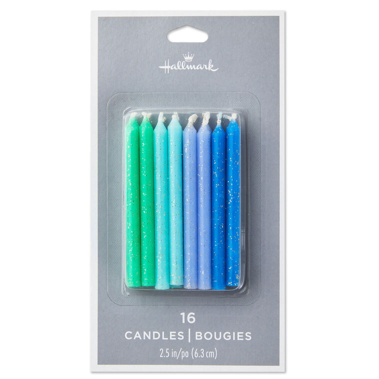 Hallmark Cool Hues With Glitter Birthday Candles Set Of 16