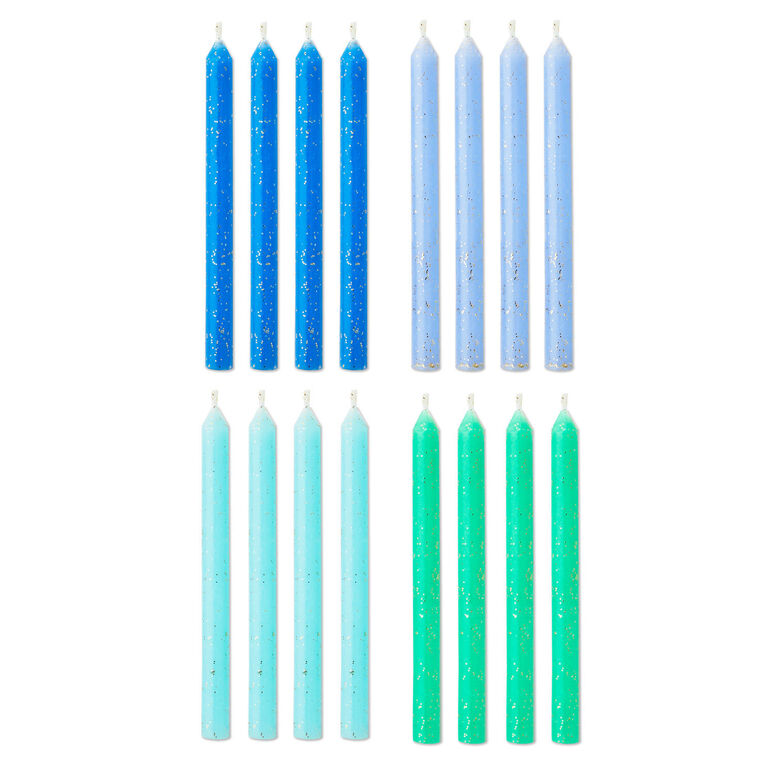 hallmark Cool Hues With Glitter Birthday Candles Set of 16