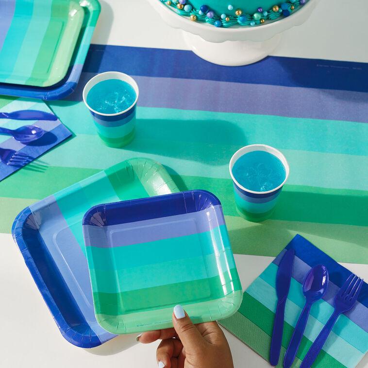 Hallmark Cool Ombré Stripe Square Dinner Plates Set Of 8