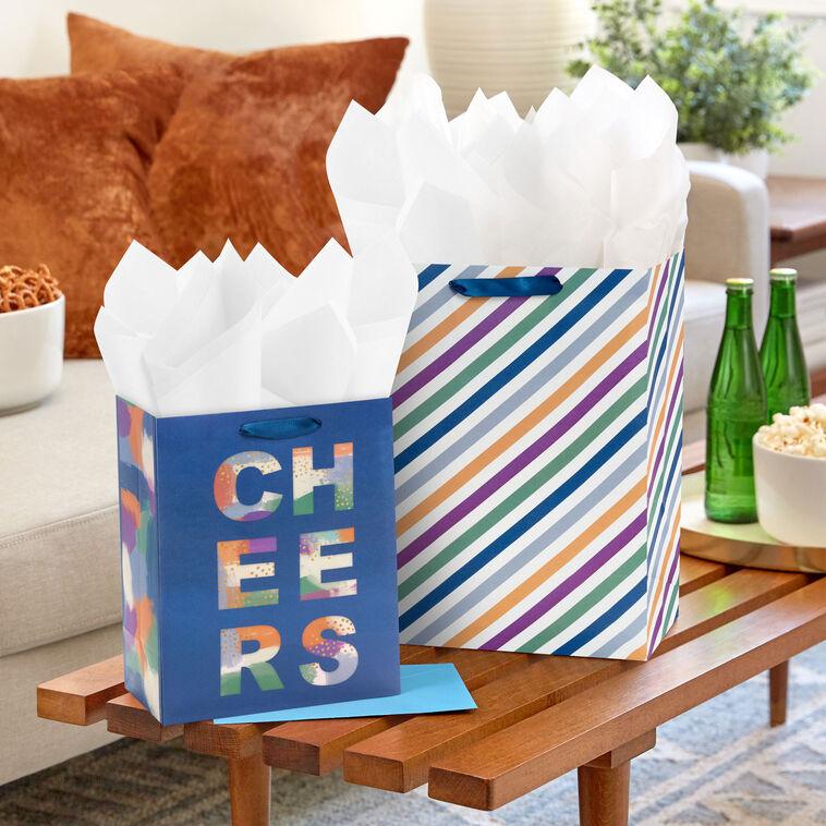 Hallmark Cool Stripes And Solids 8-Pack Assorted Gift Bags