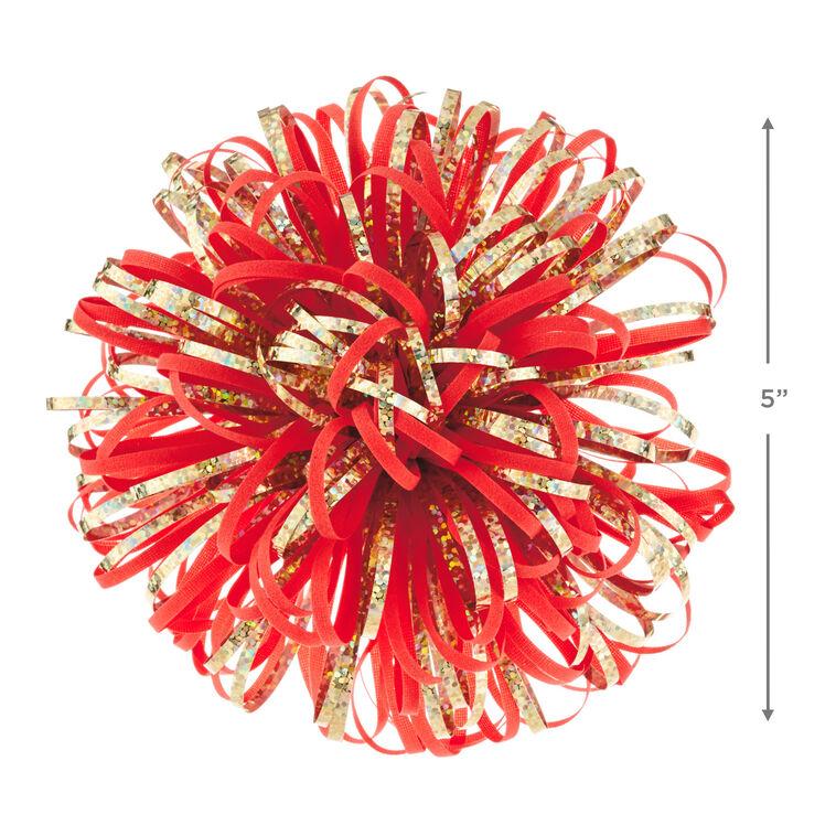 Hallmark Coral And Gold Metallic Looped Pom Pom Gift Bow 5"