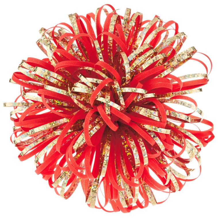 hallmark Coral and Gold Metallic Looped Pom Pom Gift Bow 5"