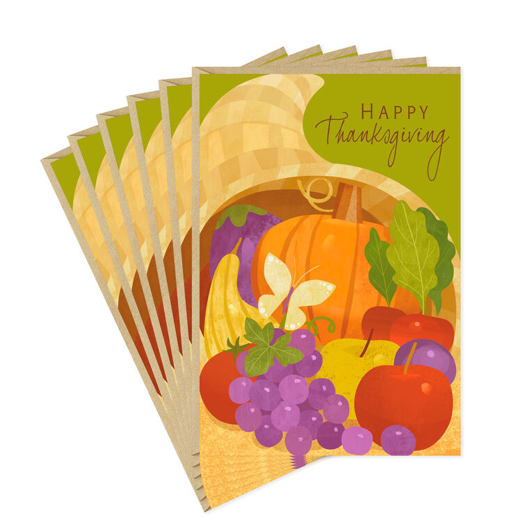 hallmark Cornucopia Happy Thanksgiving Cards Pack of 6