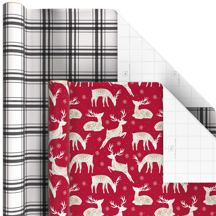 Hallmark Cozy Patterns 6-Pack Assorted Holiday Wrapping Paper Roll Bundle 150 Sq. Ft. Total