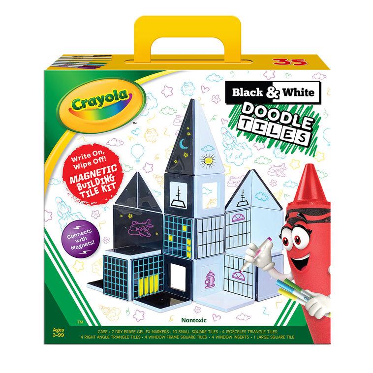 hallmark Crayola Black & White Doodle Magnetic Tiles Set 35 pieces