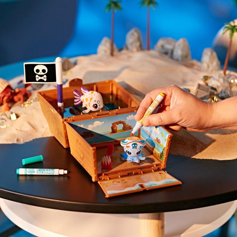 Hallmark Crayola Scribble Scrubbie Glow Treasure Chest With 2 Ocean Pets