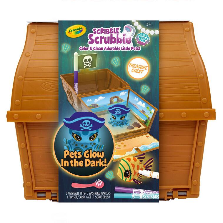 Hallmark Crayola Scribble Scrubbie Glow Treasure Chest With 2 Ocean Pets