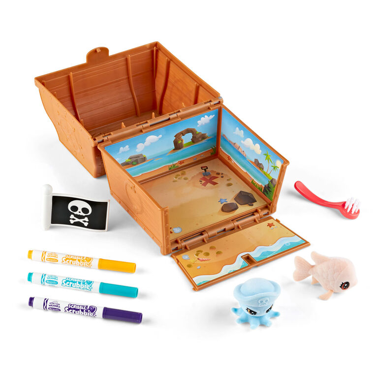 hallmark Crayola Scribble Scrubbie Glow Treasure Chest With 2 Ocean Pets