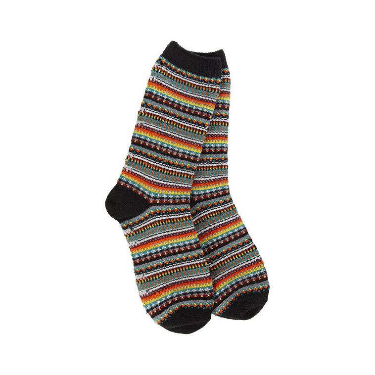 hallmark Crescent Sock Company Black Multicolor Striped Boho Crew Socks