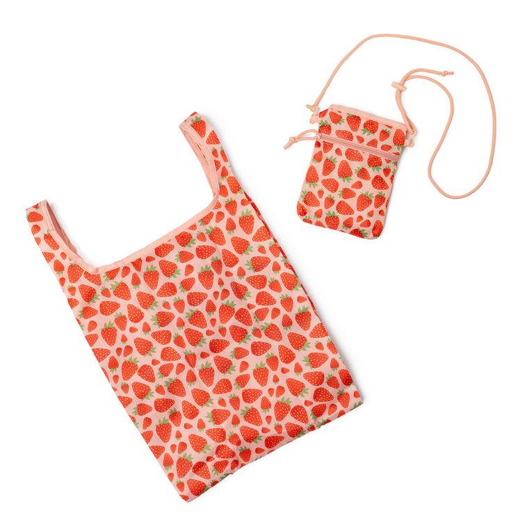 Hallmark Crush Strawberry Print Convertible Crossbody Shopping Bag