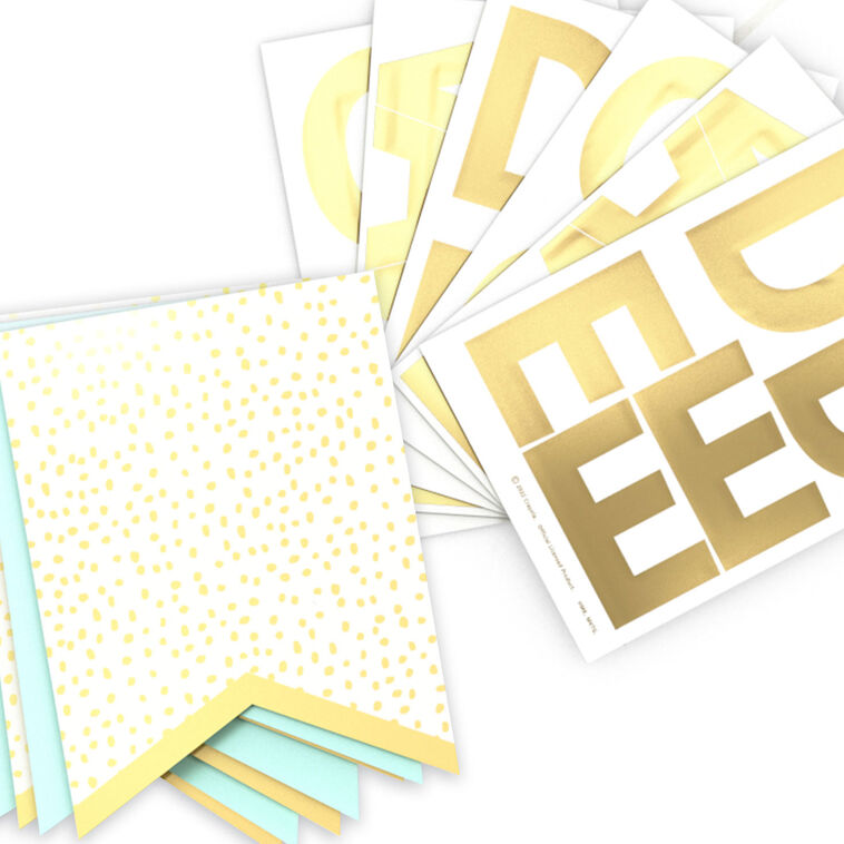 Hallmark Customizable Aqua And Gold Dots Party Banner Kit