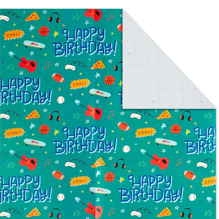 Hallmark Cute And Colorful Birthday Flat Wrapping Paper Assortment With Gift Tags 12 Sheets