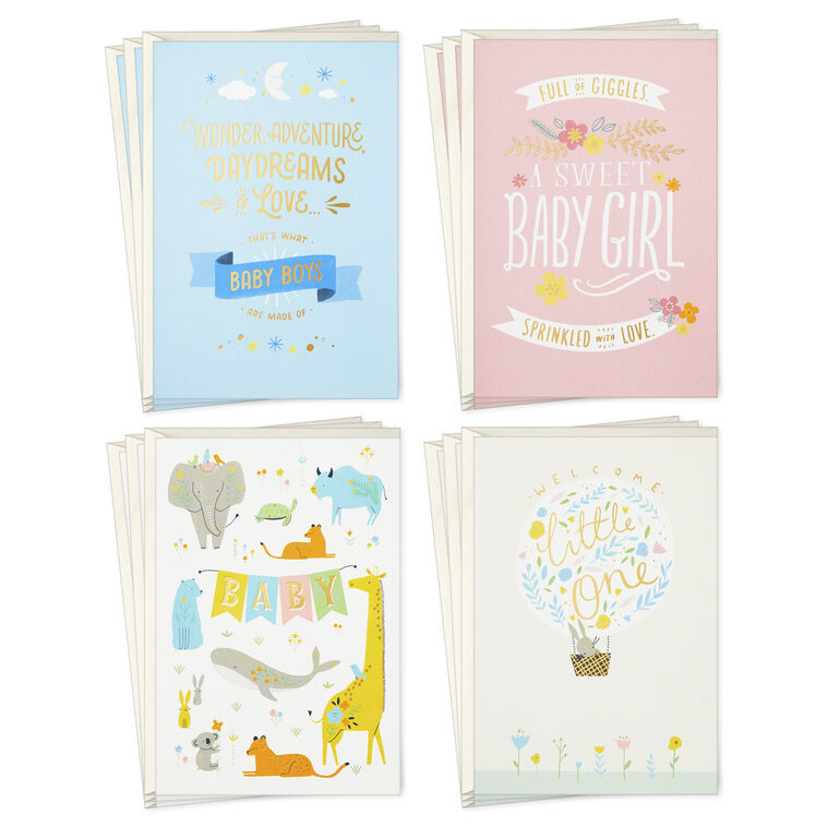 hallmark Cute and Cuddly Assorted New Baby Cards Pack of 12