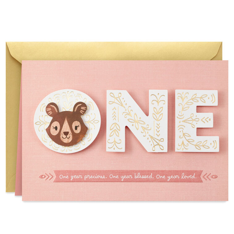 hallmark Cute Bear Blessed and Loved First Birthday Card