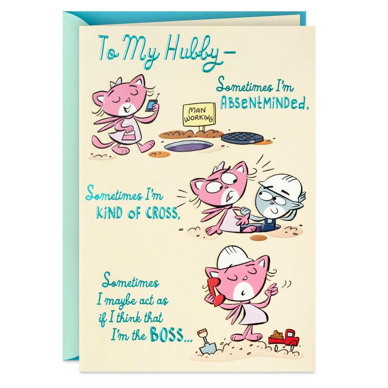 hallmark Cute Cat Couple Cartoon Birthday Card for Husband