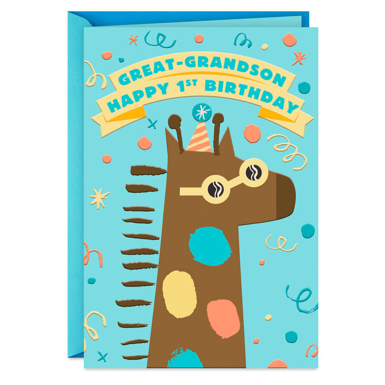 hallmark Cute Giraffe 1st Birthday Card for Great-Grandson