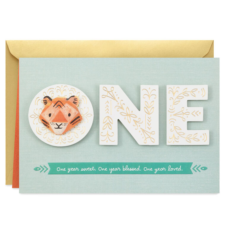 hallmark Cute Tiger Blessed and Loved First Birthday Card