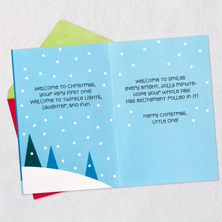 Hallmark Cute White Deer In Scarf Baby's First Christmas Card